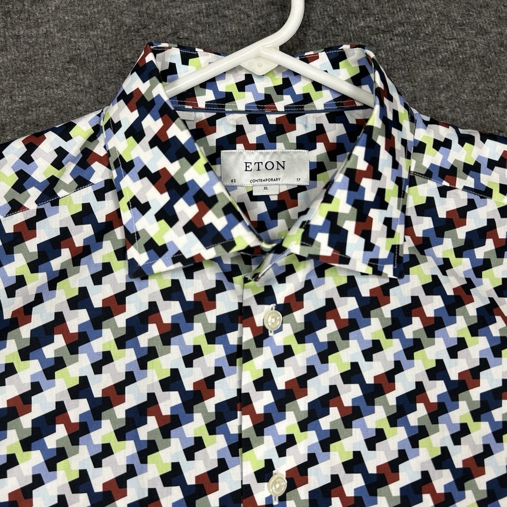 Eton Contemporary Dress Shirt Mens 43 / 17 XL Geometric Multicolor 100% Cotton